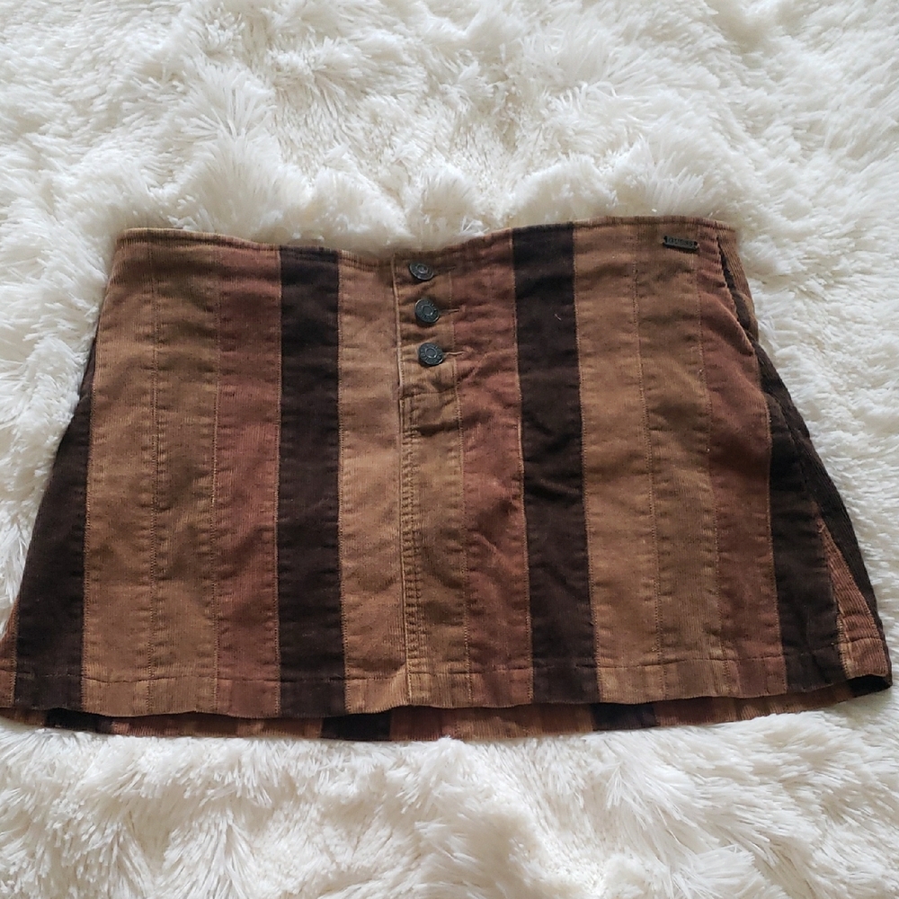 Guess? Early 2000s Striped Brown Mini Skirt